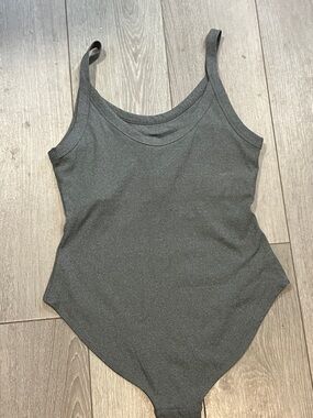 girlfriend collective Charcoal Gray Scoop Neck Tank Bodysuit